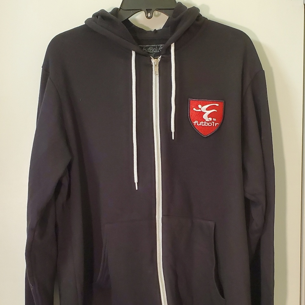 Futbolr soccer zip up hooded jacket.  Large